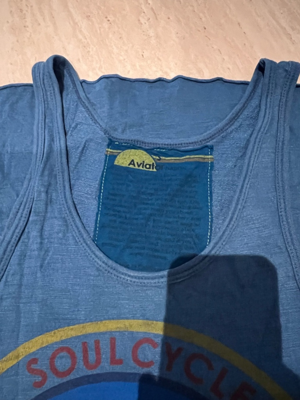 Aviator Nation X Soul Cycle Collab Blue Logo Graphic Skull Tank Top Size S - Picture 5 of 5